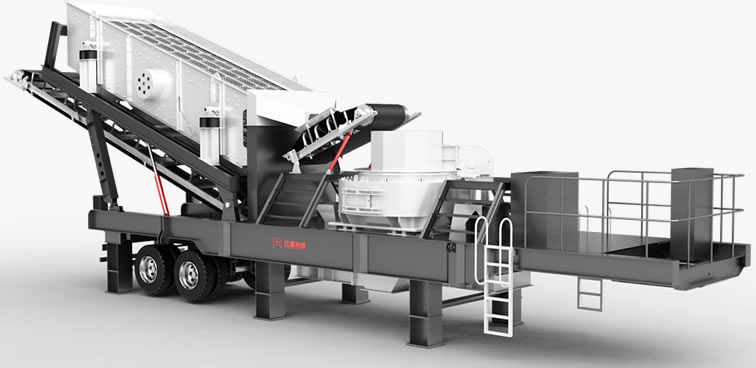 輪胎制砂機+振動篩移動破碎站 輪胎制砂機+振動篩移動破碎站